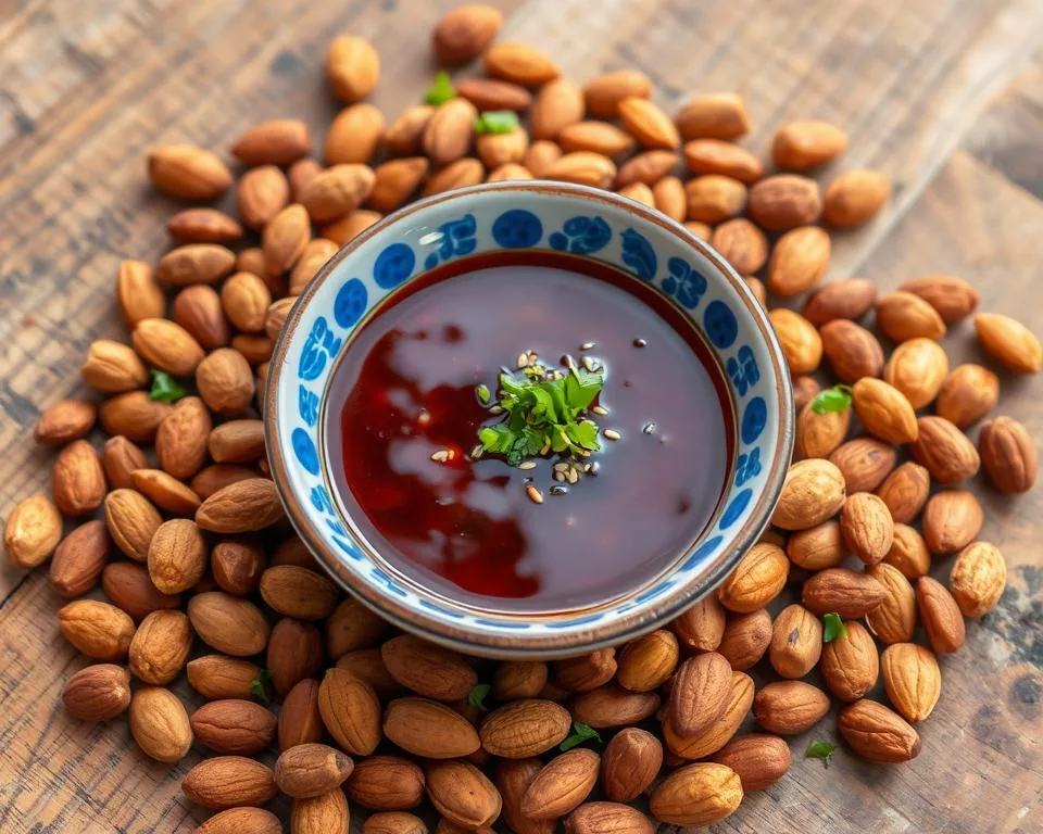 Chopped almonds,Asian sauce recipe with almonds