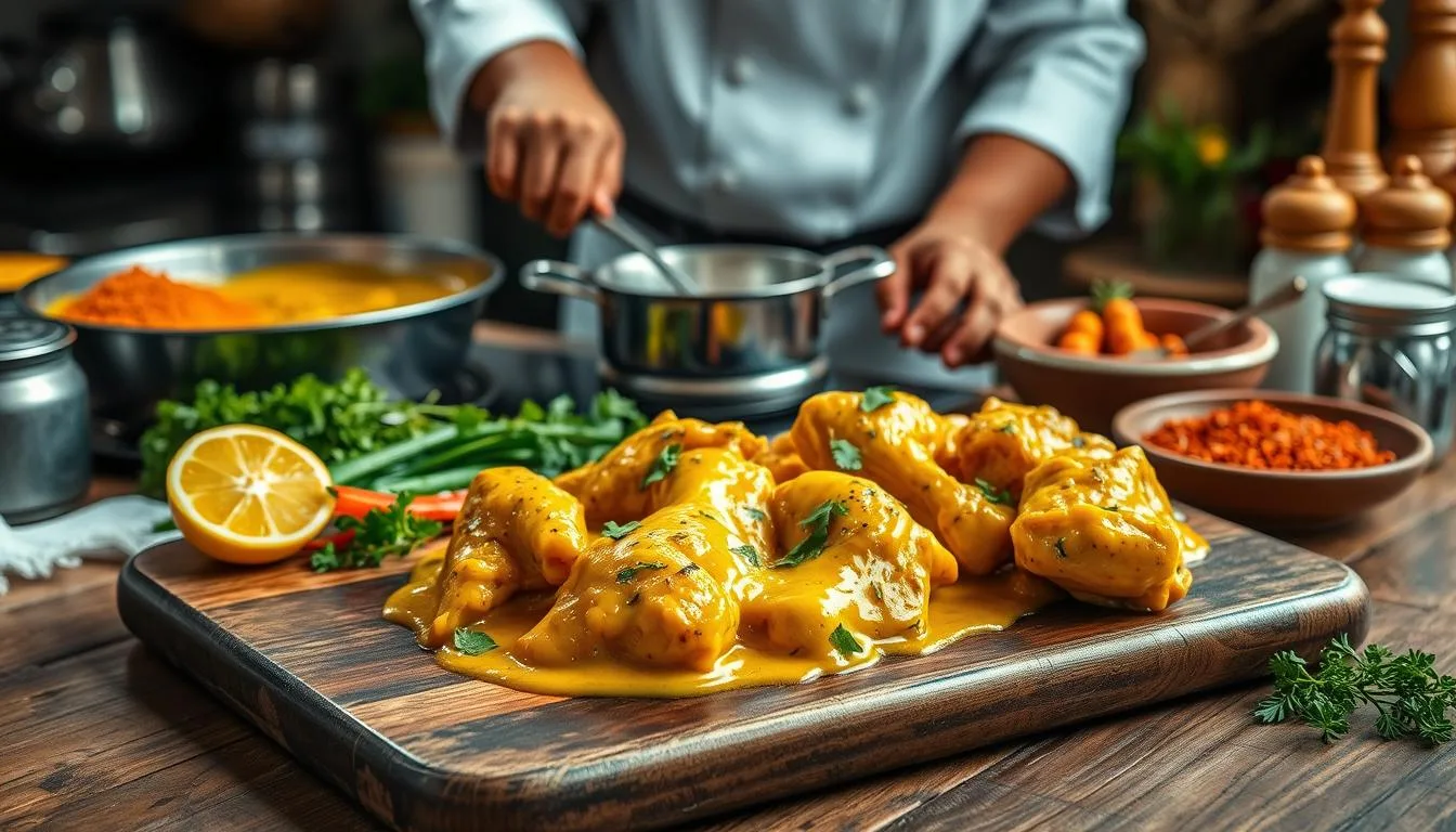 churu chicken amarillo recipe en lima : Searing chicken and simmering in aji amarillo sauce to perfect Churu Chicken Amarillo.