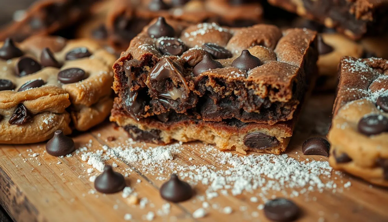 Brookies recipe: Delicious fudgy brownies and chewy cookies combined in one irresistible dessert.